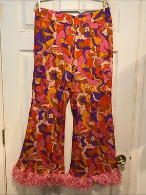 The Hippie Shake HER♡ES Floral Wide-Leg Pants in Pink, Orange & Purple